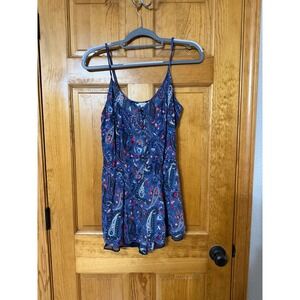 American Eagle Outfitters Blue Paisley Print Romper Cami Style Size L